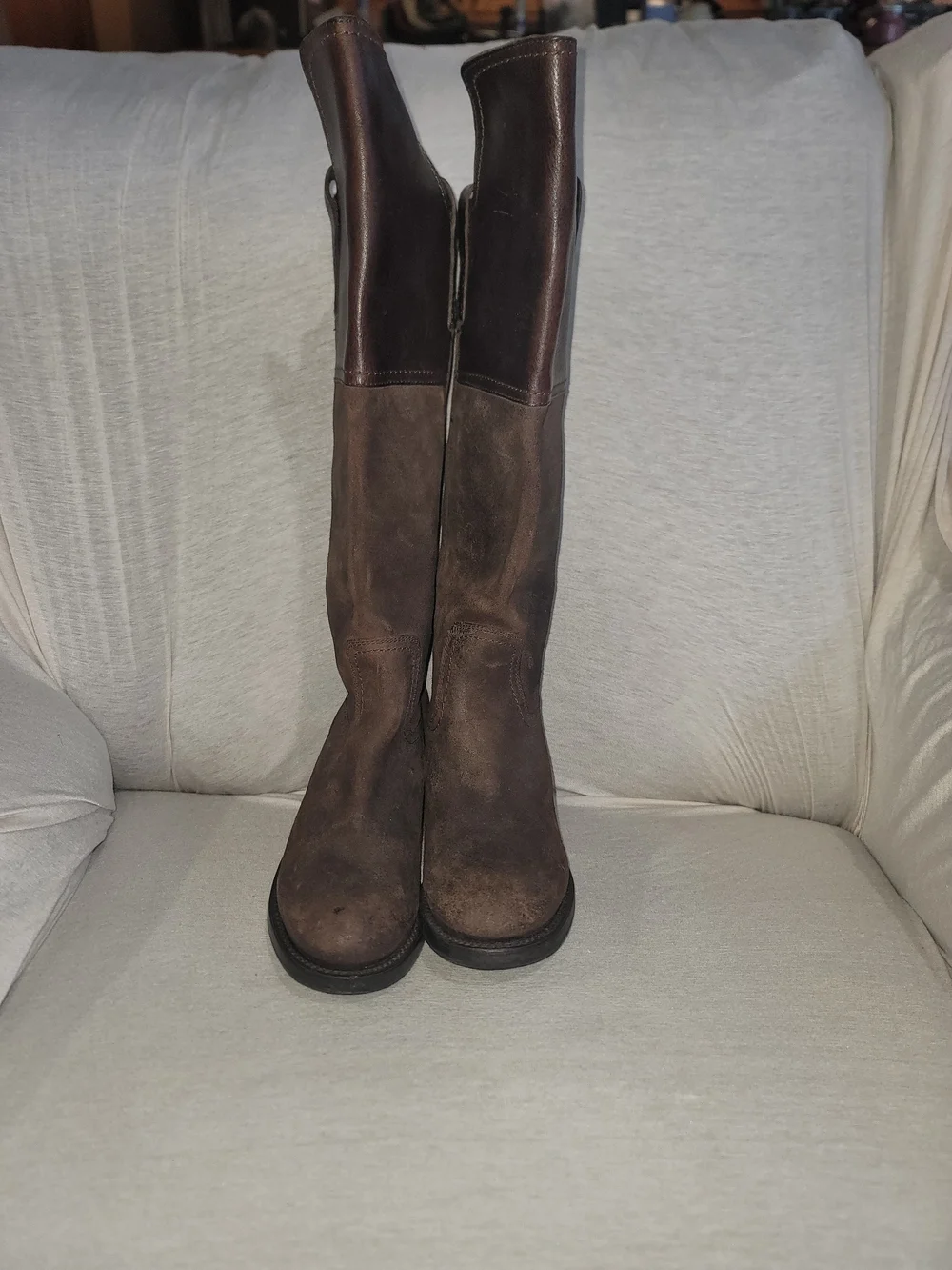 Frye Brown Suede & Leather Tall Boots Size 6.5 EUC